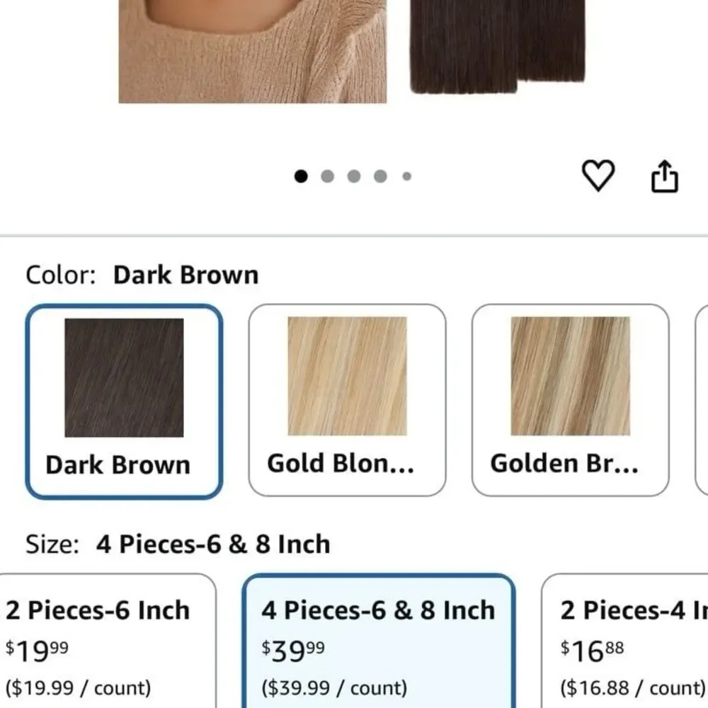 4 Piece Set of Human Hair Clip in Extensions - Brand new Never Used
